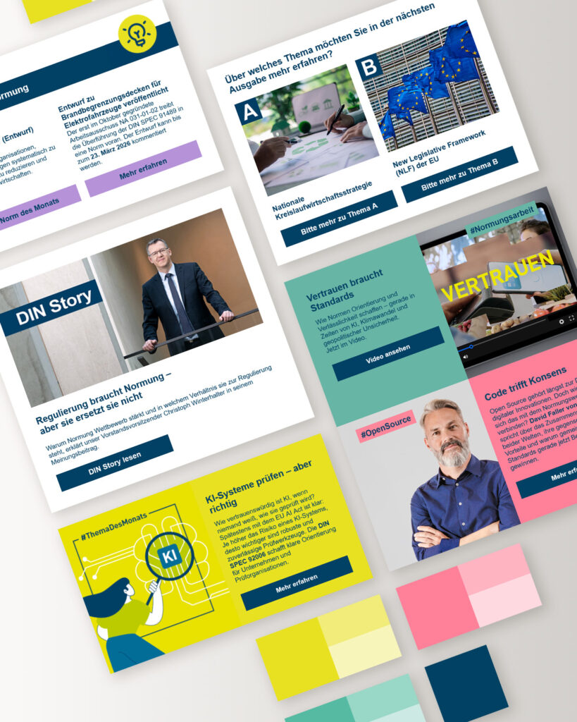 DIN Newsletter mit freundlichen Modulen und klarer Struktur - Arbeitsprobe alle freiheit Werbeagentur GmbH