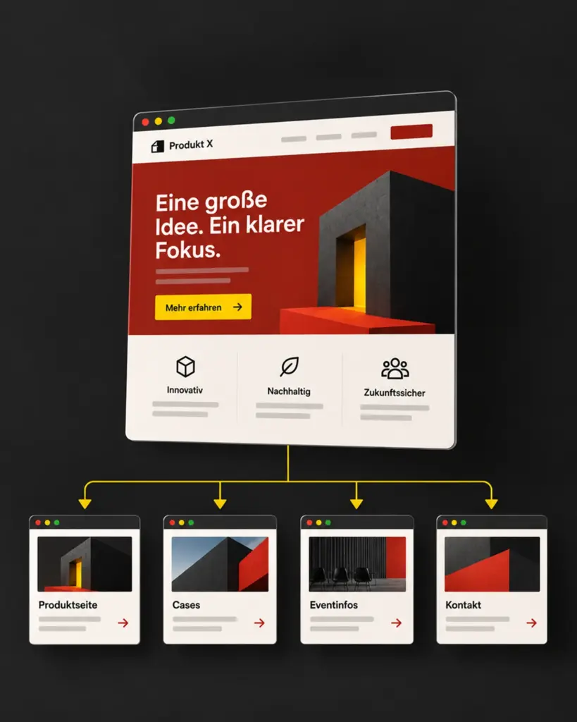 Microsite Grafik zur detaillierten Darstellung von der Sitemap
