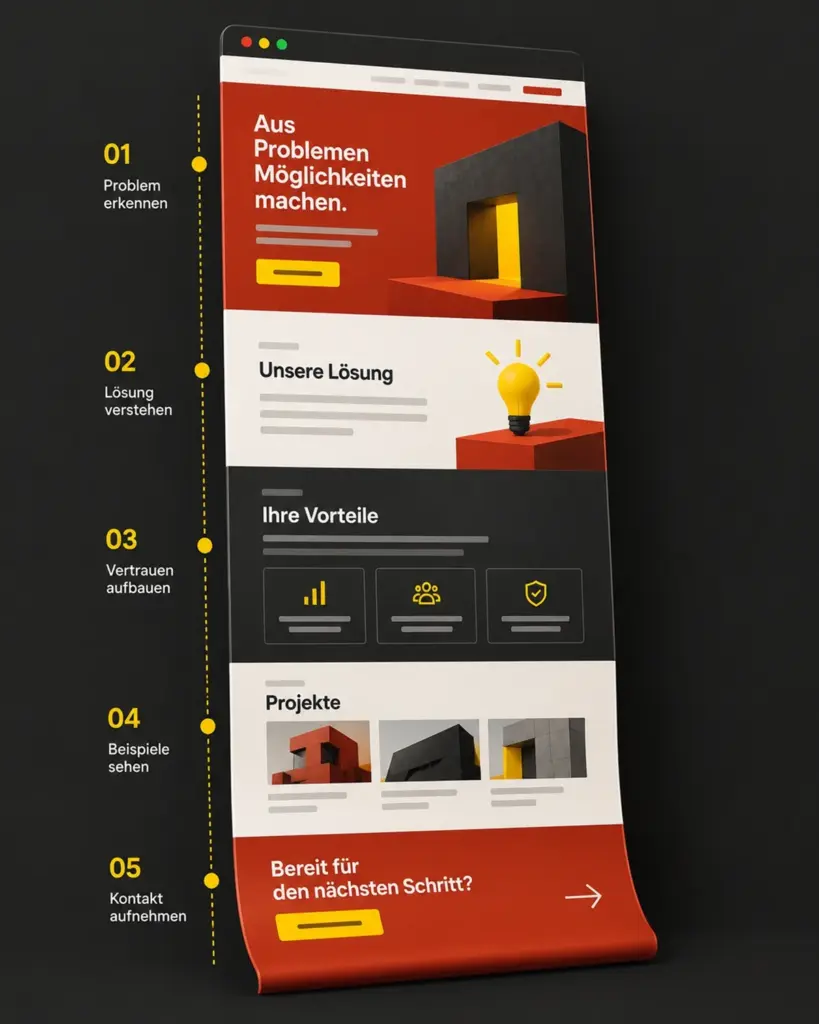OnePager grafisch als visuellen Ablauf einzelner Sektionen